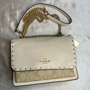 Coach Beige and Gold Shoulder Bag